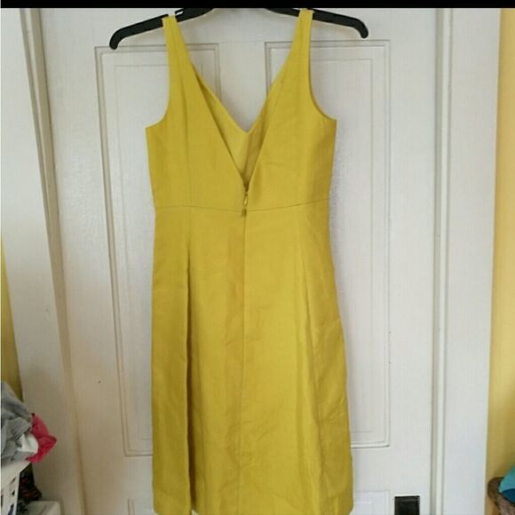 J CREW Dress Sleeveless V Neck Cotton Yellow - Picture 6 of 8